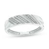 Banter 1/20 Ct. T.W. Diamond Triple Row Slant Wedding Band In Sterling Silver Rings