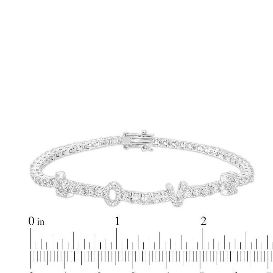 Banter Cubic Zirconia Love Tennis Bracelet In Solid Sterling Silver - 7.25" Bracelets