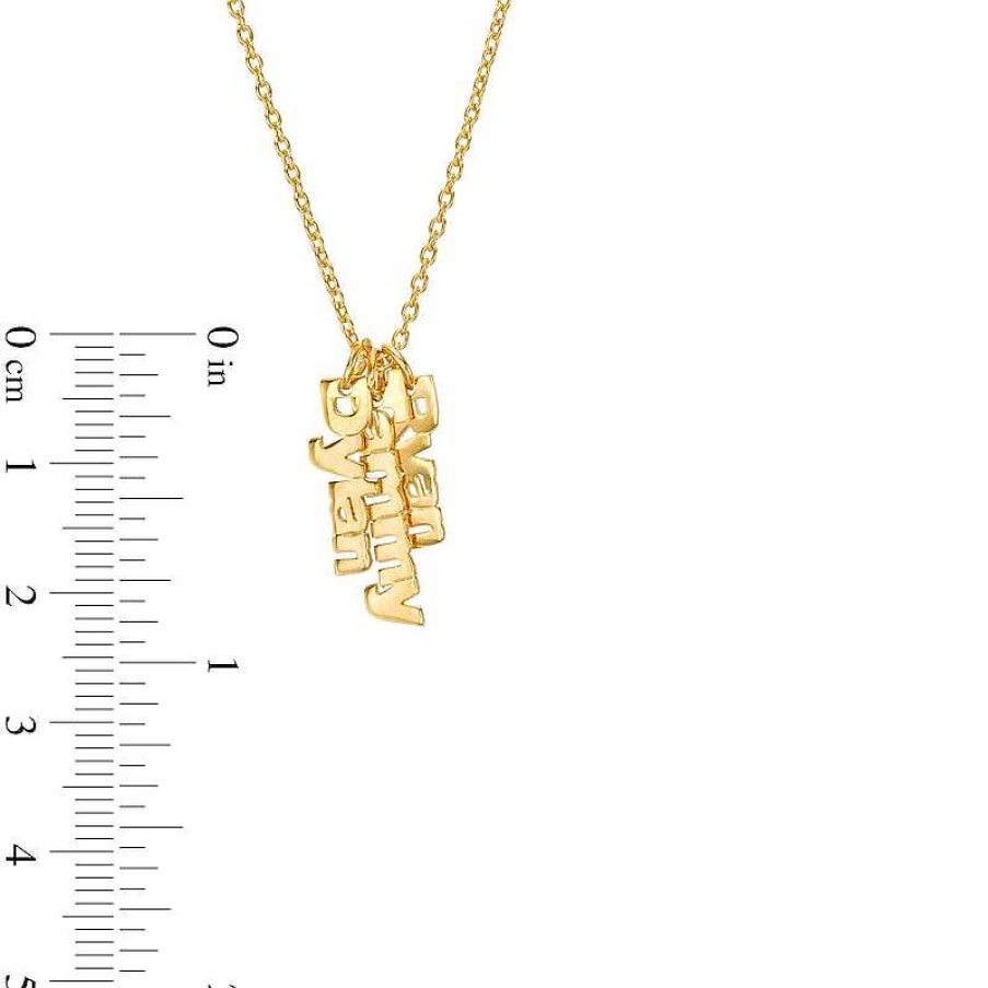 Banter Three Name Block Vertical Chain Personalized Necklace In Solid Sterling Silver With 14K Gold Plate (1 Line) - 18" Necklaces