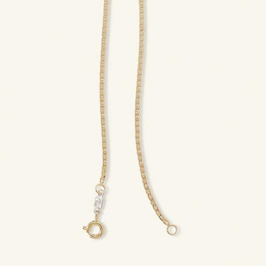 Banter 040 Gauge Mariner Chain Necklace In 14K Solid Gold Bonded Sterling Silver - 18" Necklaces