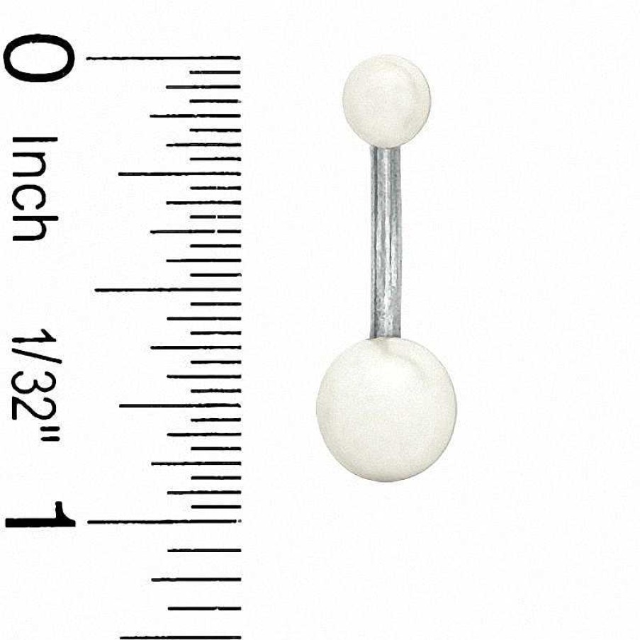 Banter Solid Stainless Steel Faux Pearl Belly Button Ring - 14G 3/8" Belly Button