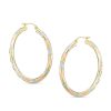 Banter 40Mm Diamond-Cut Stripe Hoop Earrings In 10K Tube Hollow Tri-Tone Gold Earrings