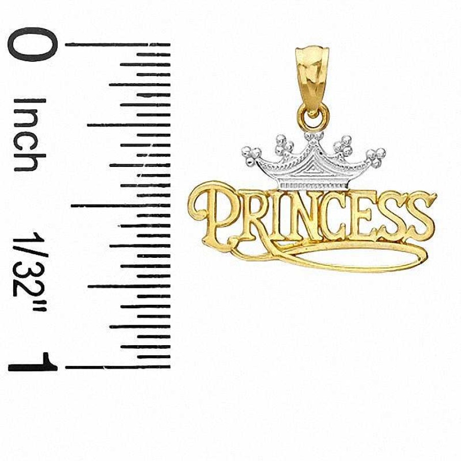 Banter Textured Princess With Crown Two-Tone Necklace Charm In 10K Gold Charms