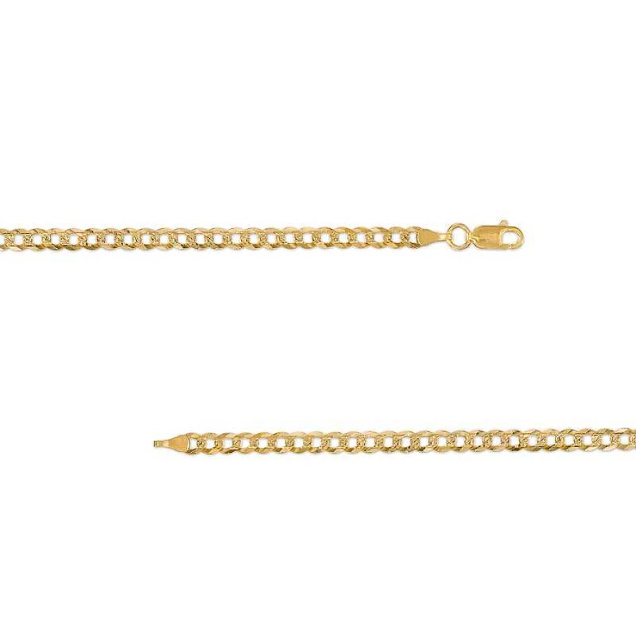 Banter 100 Gauge Diamond-Cut Pav Curb Chain Necklace In 10K Solid Gold - 20" Necklaces