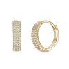 Banter Cubic Zirconia 12Mm Triple Row Huggie Hoop Earrings In 10K Solid Gold Earrings