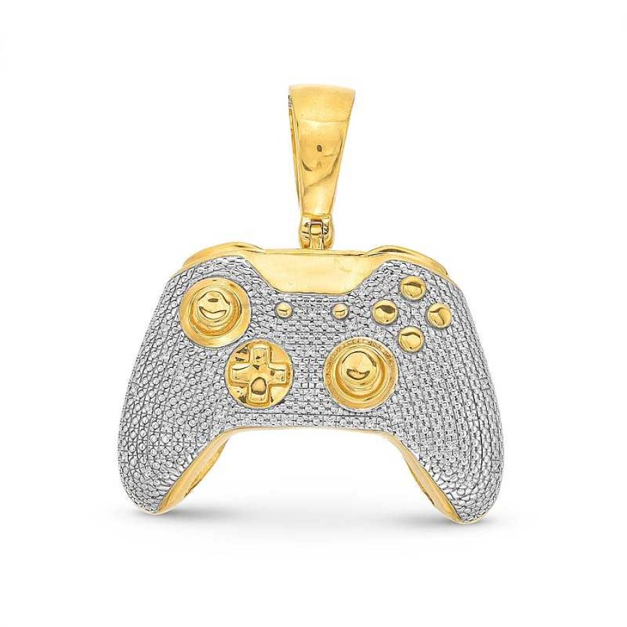 Banter 1/20 Ct. T.W. Diamond Game Controller Necklace Charm In Sterling Silver With 14K Gold Plate Charms