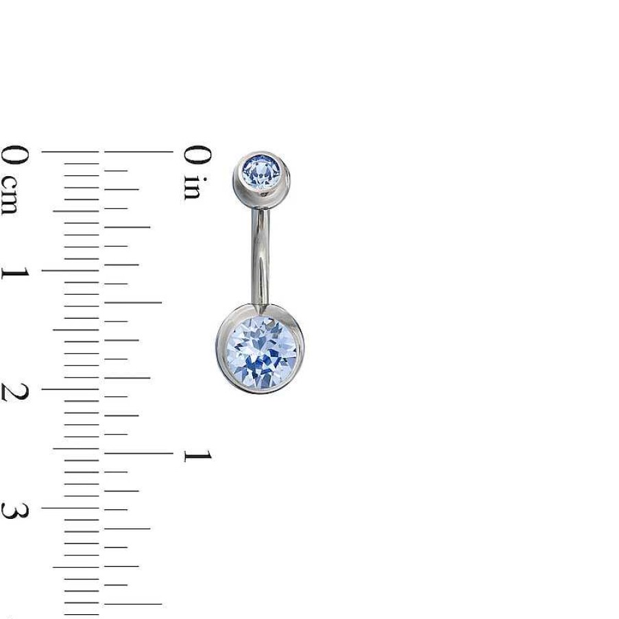 Banter Titanium Light Blue Crystal Belly Button Ring - 14G 7/16" Belly Button