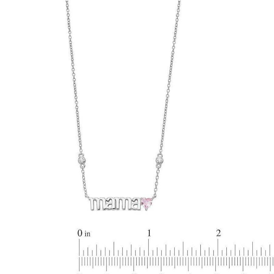 Banter Sterling Silver Pink Cz Heart Mama Necklace Necklaces