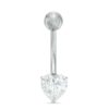 Banter 10K Semi-Solid White Gold Cz Heart Belly Button Ring - 14G 3/8" Belly Button