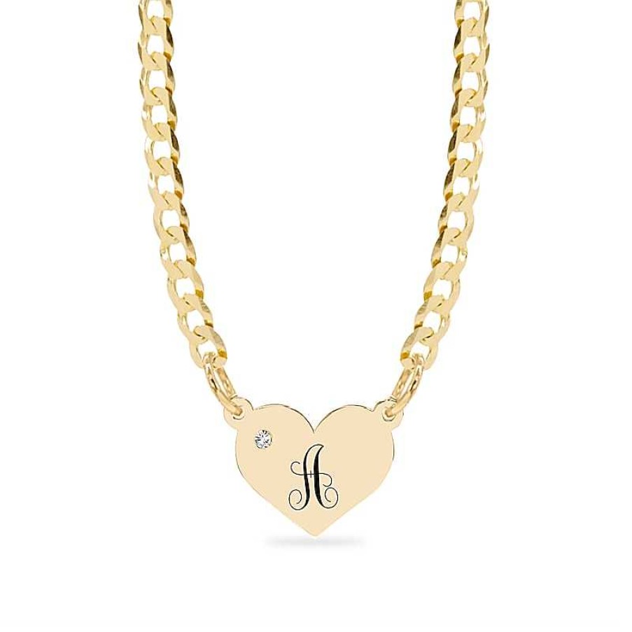 Banter 14K Gold Plate Birthstone Heart Initial Curb Chain Necklaces