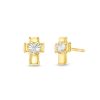 Banter Heart Center Cross Two-Tone Earrings In 10K Semi-Solid Gold Earrings