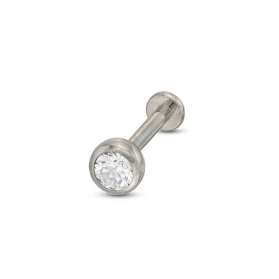 Banter Titanium Cz Bezel Stud - 16G 5/16" Ear