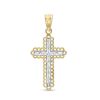 Banter Diamond-Cut Filigree Lace Frame Cross Two-Tone Necklace Charm In 10K Solid Gold Charms