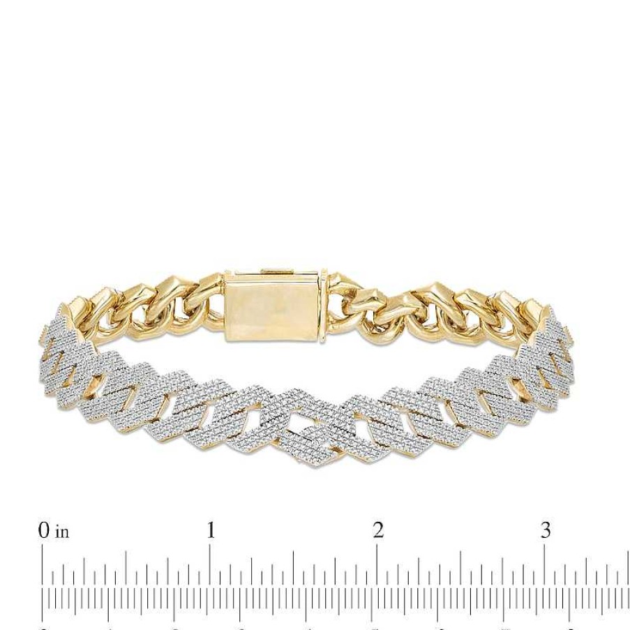 Banter 1 Ct. T.W. Diamond Square Curb Link Chain Bracelet In 10K Gold - 8.5" Bracelets