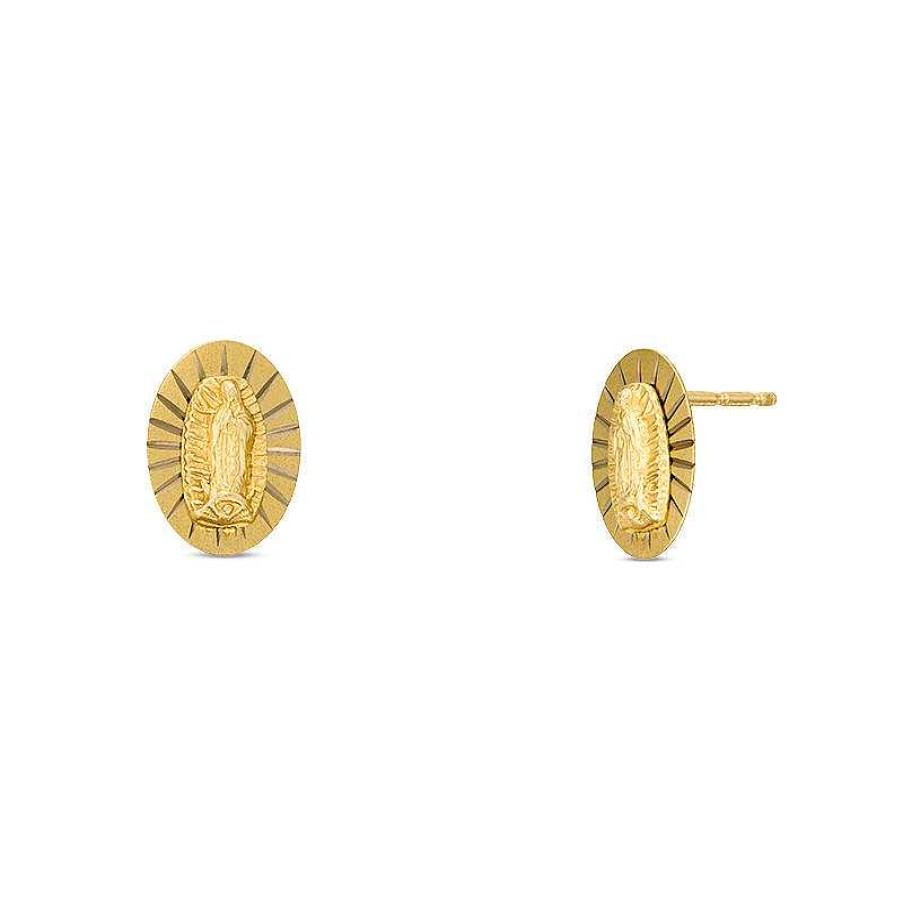 Banter Diamond-Cut Oval Virgin Mary Stud Earrings In 10K Gold Earrings