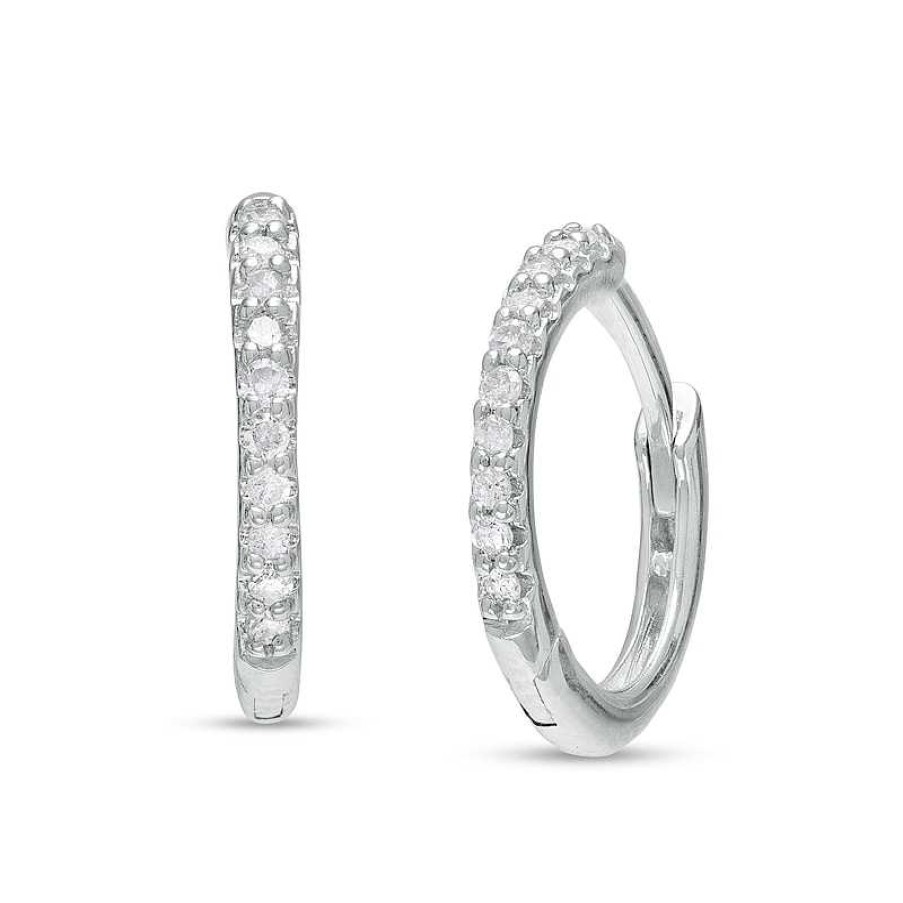 Banter 1/10 Ct. T.W. Diamond Huggie Hoop Earrings In Sterling Silver Earrings