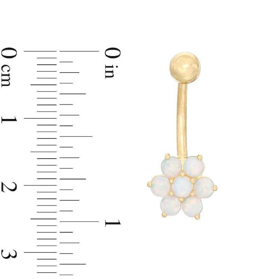 Banter 014 Gauge 3Mm Simulated Opal Flower Belly Button Ring In 10K Gold Belly Button