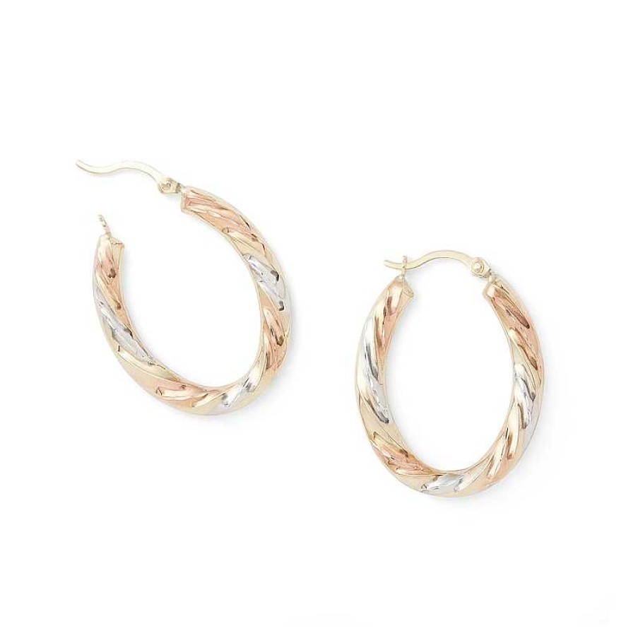 Banter 25Mm Diamond-Cut Hoop Earrings In 10K Stamp Hollow Tri-Tone Gold Earrings