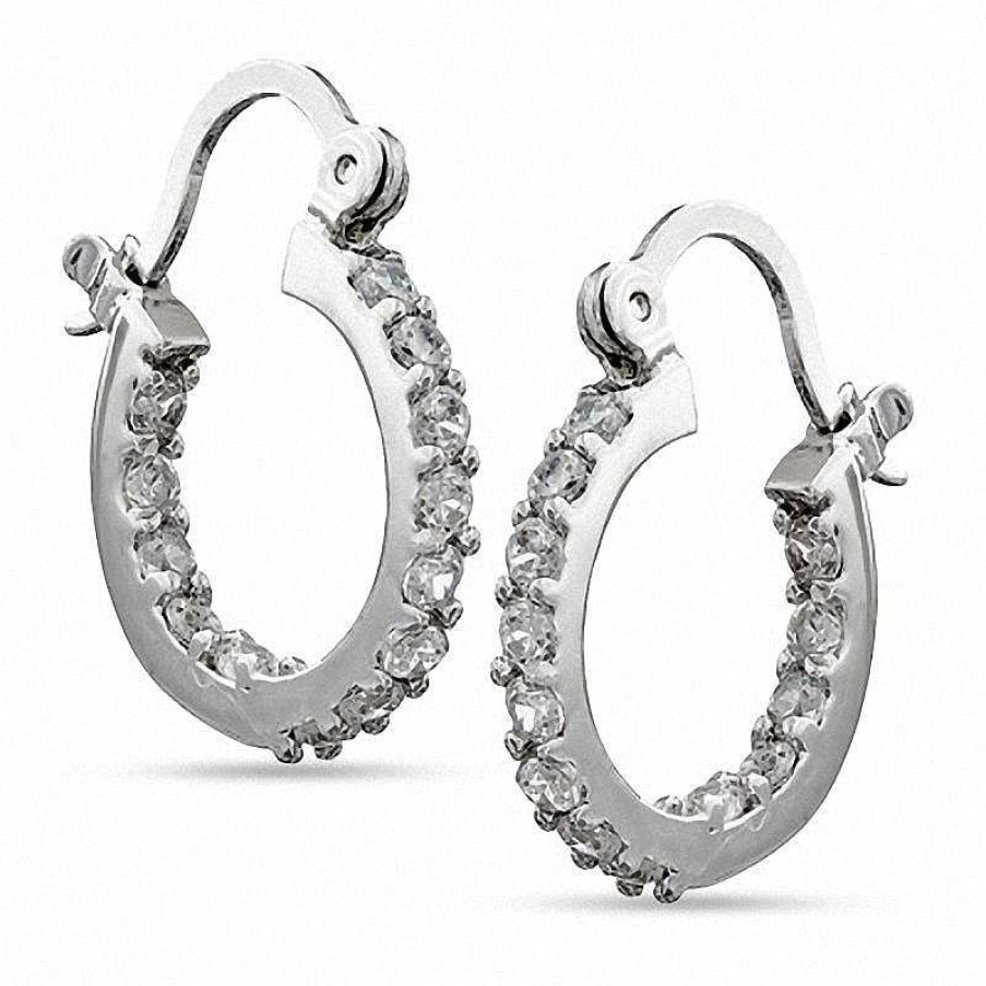 Banter 10Mm Cubic Zirconia Inside-Out Hoop Earrings In Sterling Silver Earrings