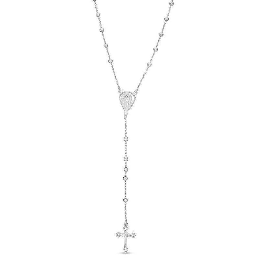 Banter Made In Italy Textured Rosary Bead Necklace In Solid Chain And Hollow Beads Sterling Silver - 26.5" Necklaces