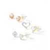 Banter 5Mm Cubic Zirconia, Polished Ball And Heart Stud Earrings Set In 10K Gold Earrings