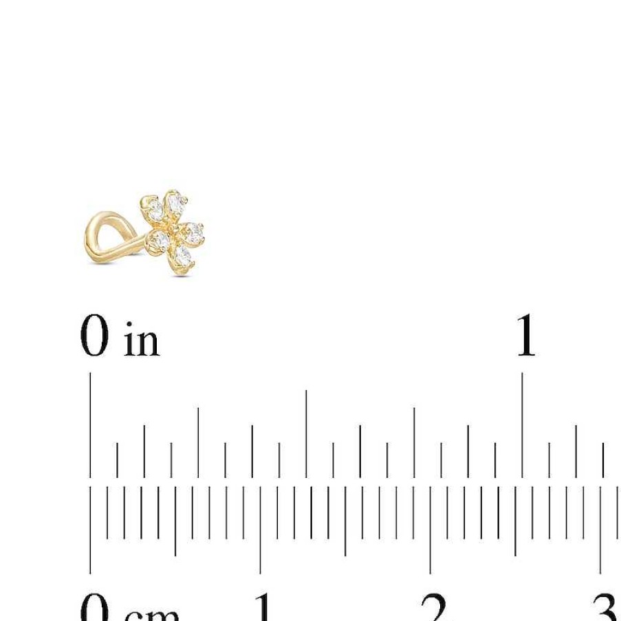 Banter 14K Gold Cz Flower Nose Screw Stud - 20G 5/16" Nose