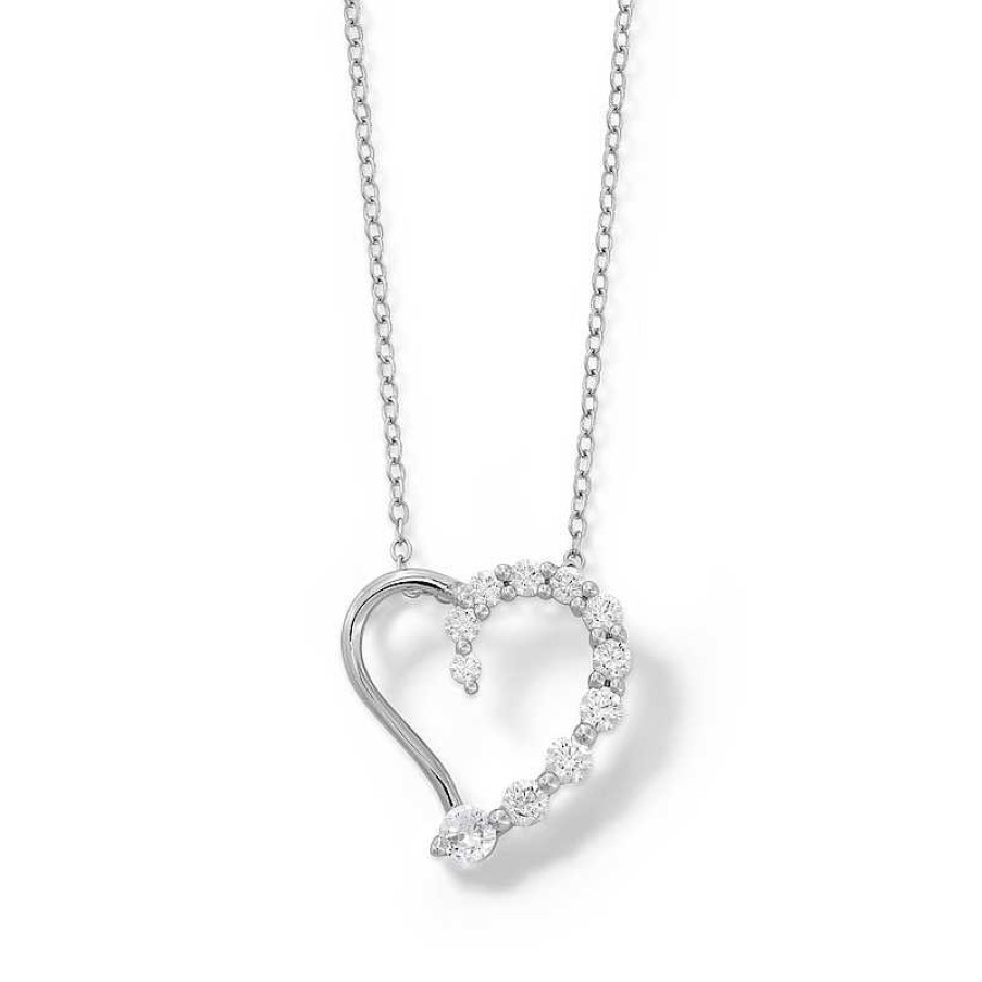 Banter Journey Cubic Zirconia Heart Pendant In Sterling Silver Necklaces