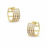 Banter Cubic Zirconia Three Row 12Mm Huggie Earrings In 10K Gold Earrings