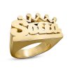 Banter Crown Name Personalized Ring In Solid Sterling Silver With 14K Gold Plate (1 Line) Rings