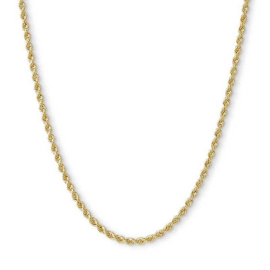 Banter 016 Gauge Rope Chain Necklace In 10K Solid Gold Bonded Sterling Silver - 24" Necklaces