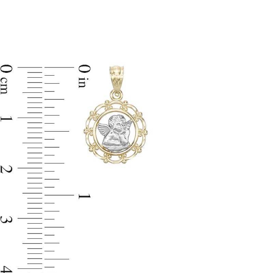 Banter Guardian Angel Round Two-Tone Necklace Charm In 10K Gold Charms