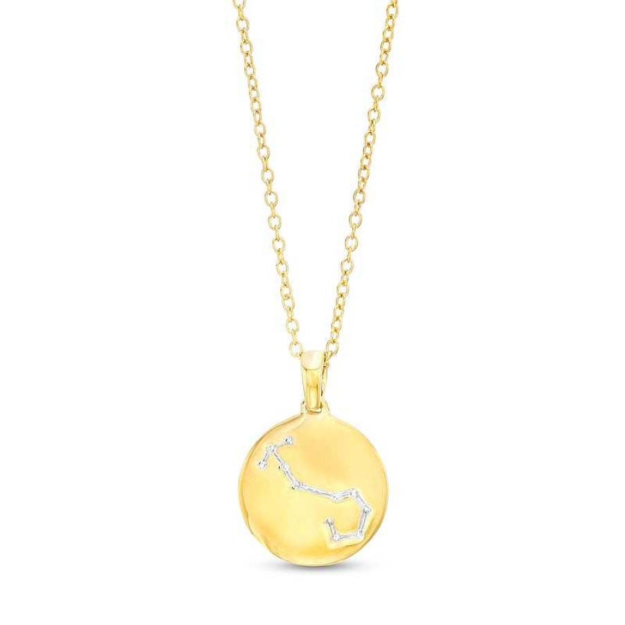 Banter Diamond Accent Scorpio Zodiac Disc Necklace In Sterling Silver With 14K Gold Plate - 18" Necklaces