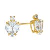 Banter 6Mm Heart-Shaped Aquamarine And Cubic Zirconia Stud Earrings In 10K Gold Earrings