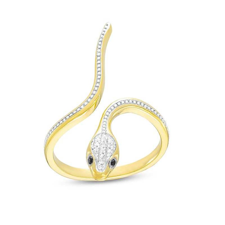 Banter 1/20 Ct. T.W. Diamond Snake Wrap Ring In Sterling Silver With 14K Gold Plate Rings