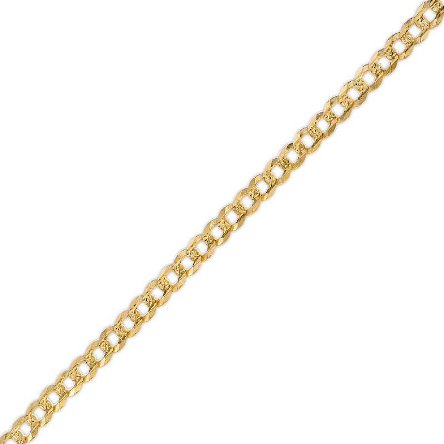 Banter 100 Gauge Diamond-Cut Pav Curb Chain Bracelet In 10K Solid Gold - 7.5" Bracelets