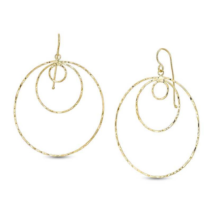 Banter Continuous Hammered Triple Circle Drop Earrings In 10K Gold Earrings