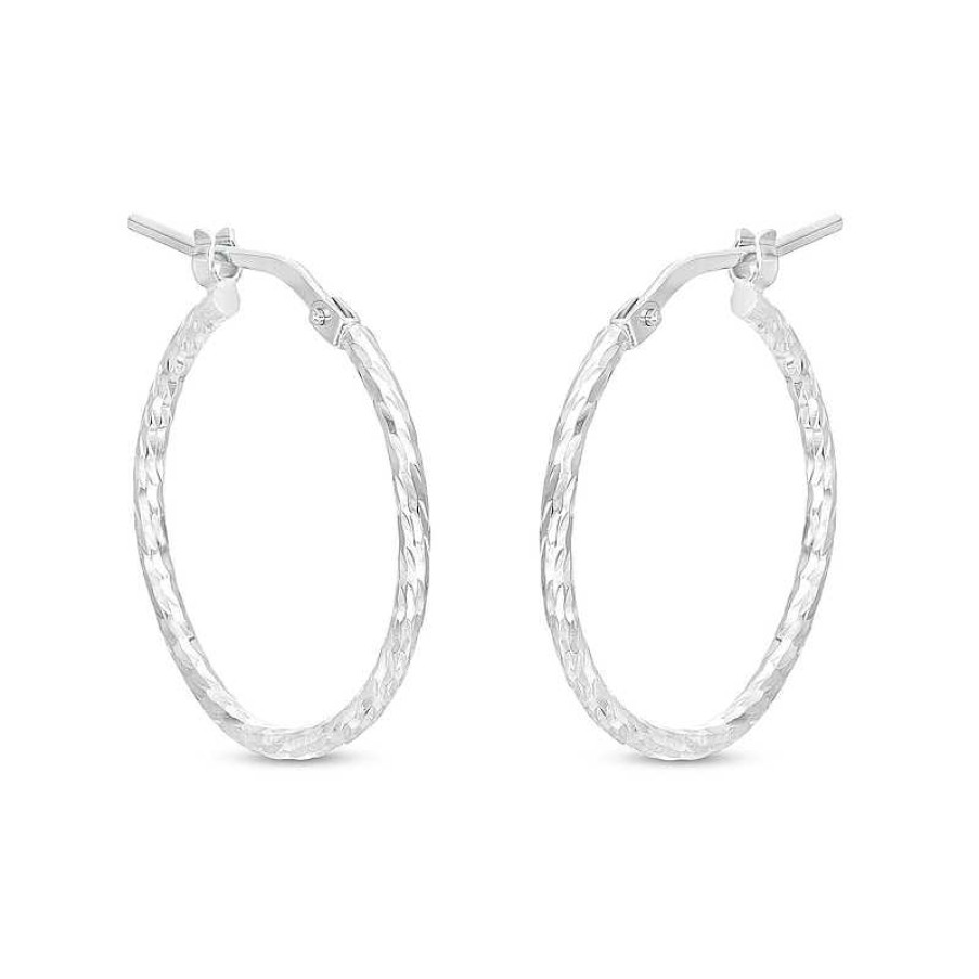 Banter 20Mm Diamond-Cut Rope Twist Hoop Earrings In Hollow Sterling Silver Earrings