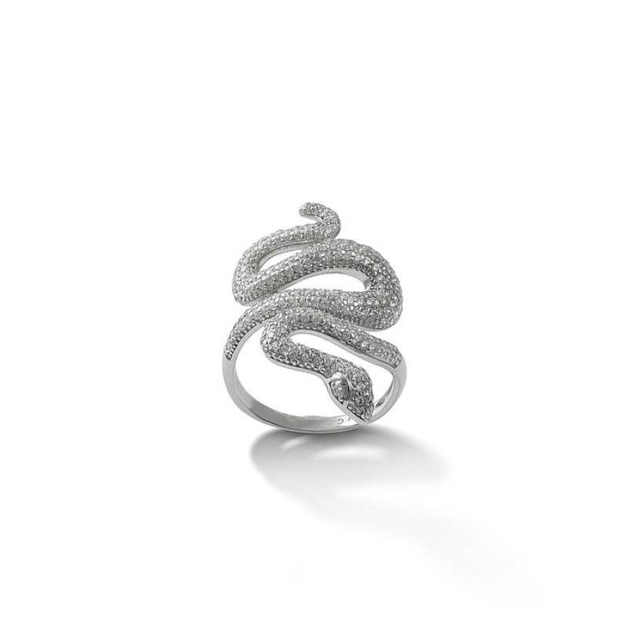 Banter Cubic Zirconia Linear Snake Ring In Sterling Silver Rings