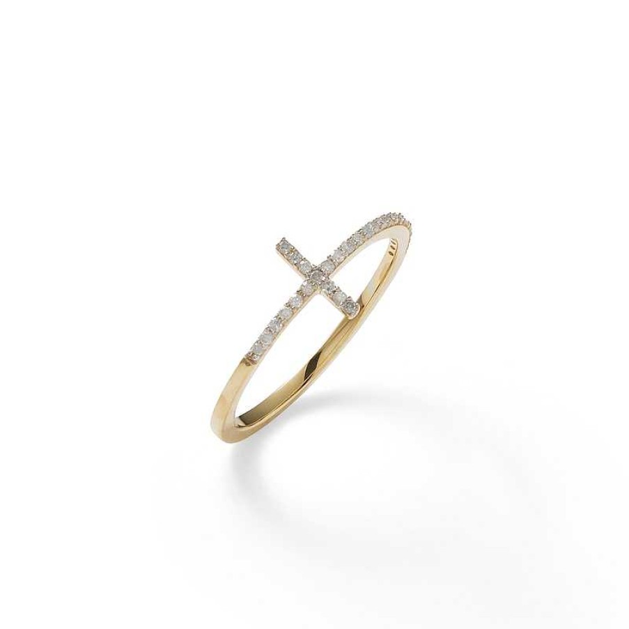 Banter 1/15 Ct. T.W. Diamond Sideways Cross Ring In 10K Gold Rings