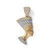 Banter Cubic Zirconia Pav Queen Nefertiti Head Necklace Charm In 10K Solid Two-Tone Gold Charms