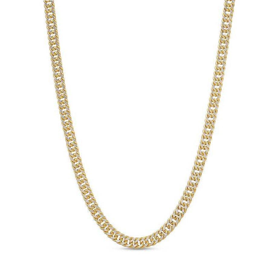 Banter Made In Italy 4Mm Diamond-Cut Pav Double Curb Chain Necklace In 10K Hollow Gold - 22" Necklaces