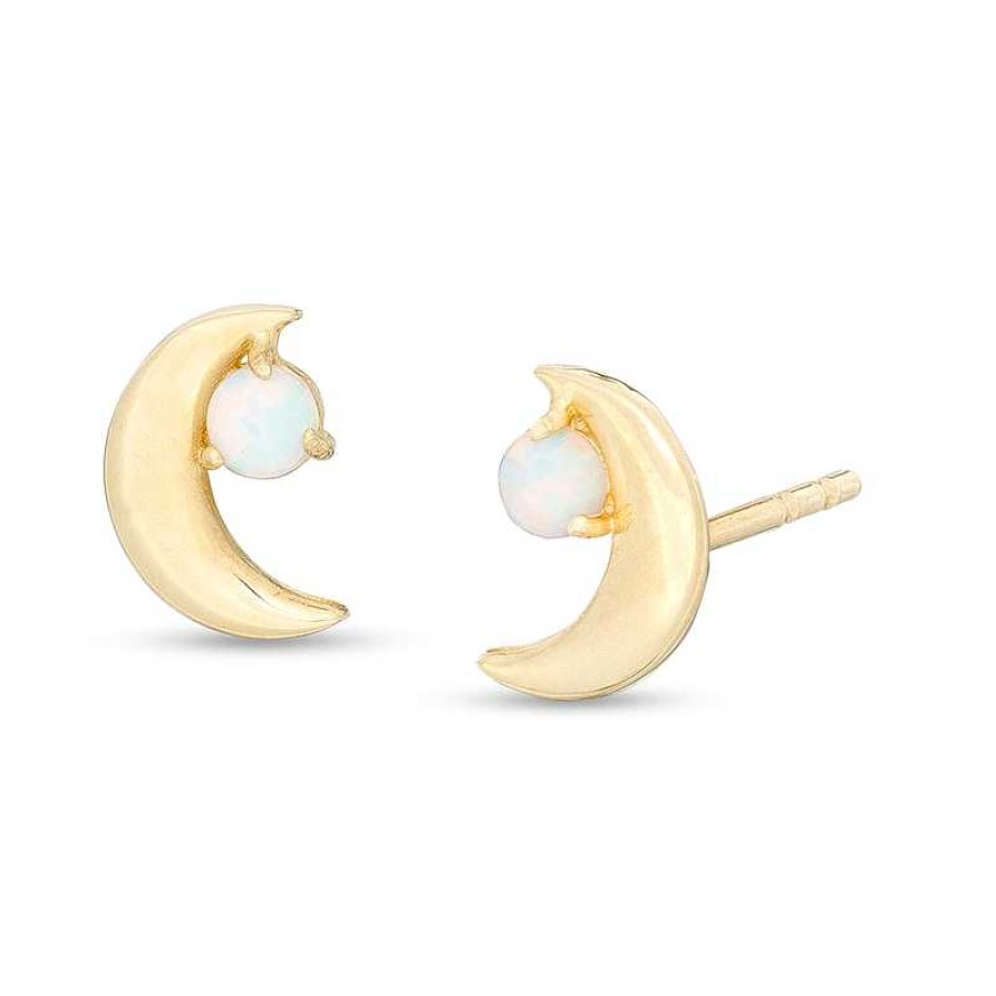 Banter Simulated Opal Crescent Moon Stud Earrings In 10K Gold Earrings