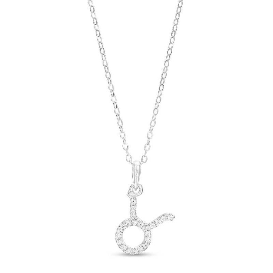 Banter Cubic Zirconia Dainty Taurus Symbol Pendant Necklace In Solid Sterling Silver Necklaces