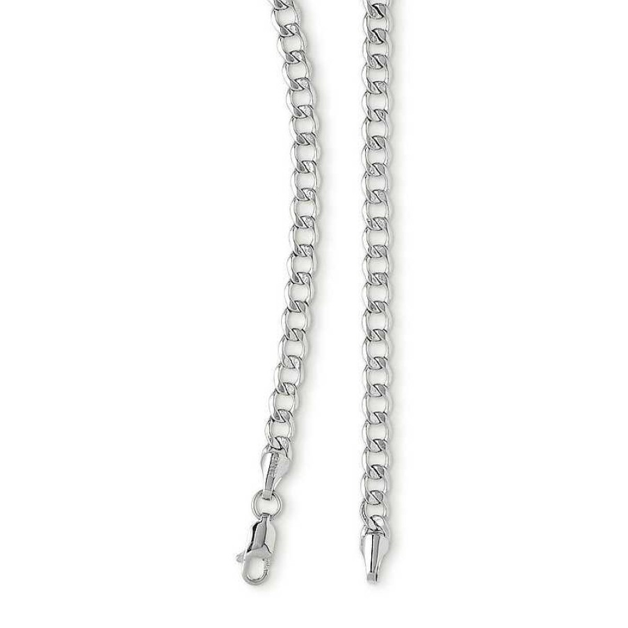 Banter 10K Hollow White Gold Beveled Curb Chain - 20" Necklaces