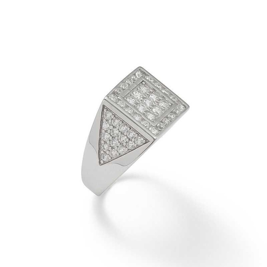 Banter Cubic Zirconia Double Square Ring In Sterling Silver Rings