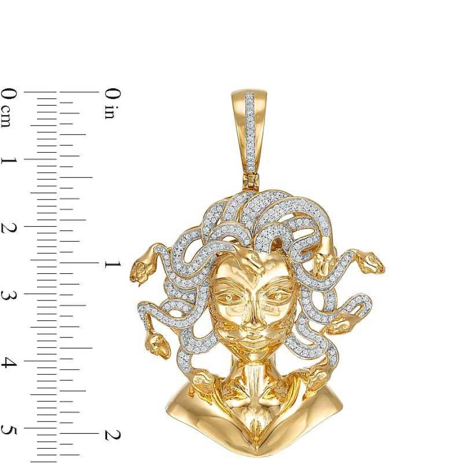 Banter 1/2 Ct. T.W. Diamond Medusa Necklace Charm In Sterling Silver With 14K Gold Plate Charms