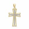 Banter Medium Diamond-Cut Cross Charm In 14K Solid Two-Tone Gold Charms