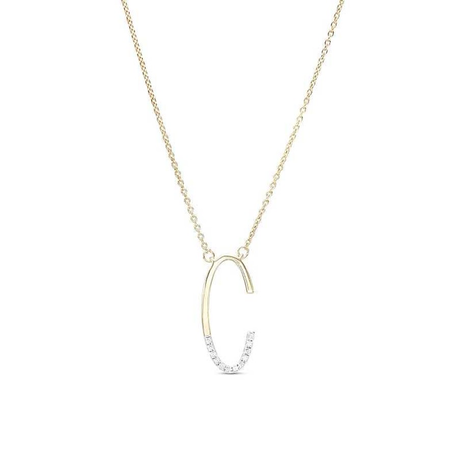 Banter 1/20 Ct. T.W. Diamond "C" Initial Necklace In Sterling Silver With 14K Gold Plate - 18" Necklaces