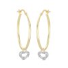 Banter 10K Gold Bonded Sterling Silver Cz Heart Dangle Oval Hoops Earrings