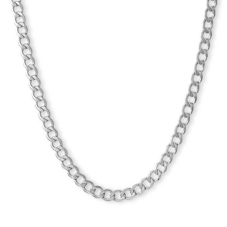 Banter 10K Hollow White Gold Beveled Curb Chain - 20" Necklaces